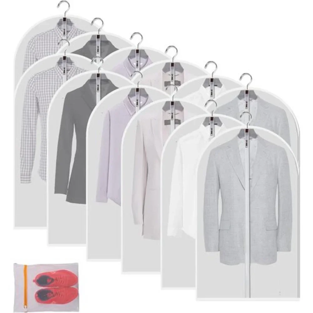 Clear Garment Bags Clothes Covers Protecting Dusts (Set of 12) for Storage Bags